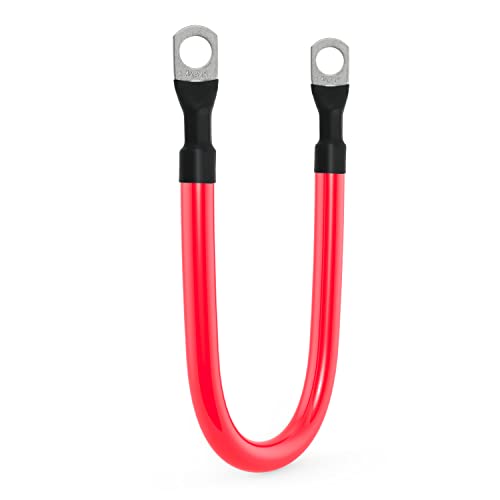 4 AWG Battery Cable 4AWG Gauge Pure Copper Battery Inverter Cables with 3/8 in Lugs Both Ends Power Inverter Wire Set for Automotive Solar Marine Boat RV Car Motorcycle Red and Black (1ft)