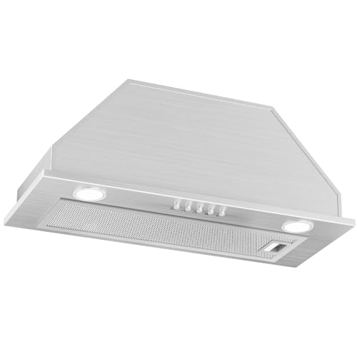 20 Inch Insert Range Hood,600 CFM Stainless Steel Built-in Kitchen Hood,Ducted/Ductless Convertible Kitchen Vent Hood,with LED Lamps,3-Speed Exhaust Fan,Dishwasher Safe Baffle Filters