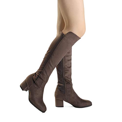 DREAM PAIRS Women's Khaki Knee High Stretchy Fashion Boots Size 10 M US Jennifer-3