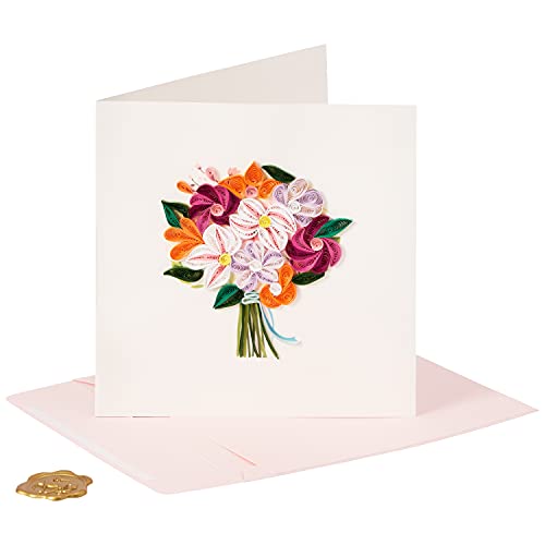 NIQUEA.D Happy Birthday Card, Bouquet Quilled (NB-0061),(6" x 6") Square