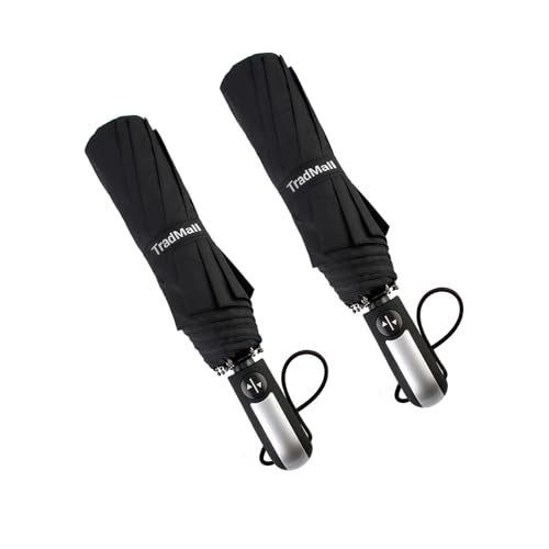 TradMall 2 Pack Travel Umbrella Windproof 56 Inches Large Canopy Reinforced Fiberglass Ribs Auto Open & Close, Sky Blue