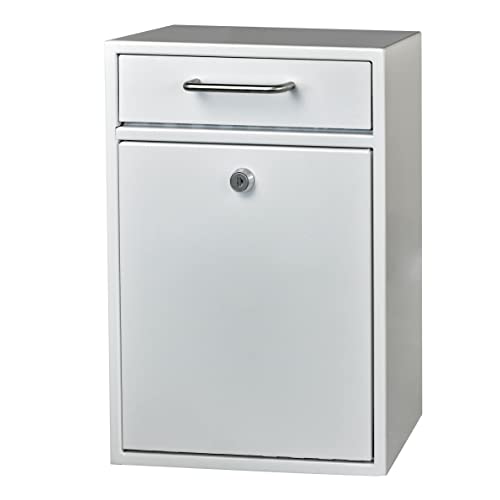 Mail Boss 7420 High Security Steel Locking Wall Mounted Mailbox - Office Drop Box - Comment Box - Letter Box - Deposit Box, Alpine White