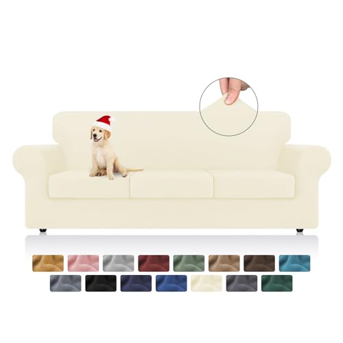 KEKUOU 4 Pieces Stretch Couch Covers for 3 Cushion Couch Sofa pet Friendly，2024 Newest Sofa Covers Washable Soft Elastic Dogs Furniture Protector(Sofa,Navy Blue)