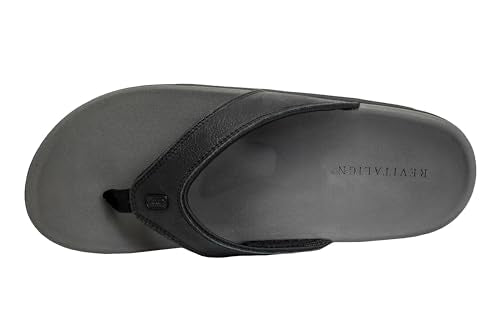 REVITALIGN Men's Yumi Leather Flip-Flop, Charcoal, 12 Wide