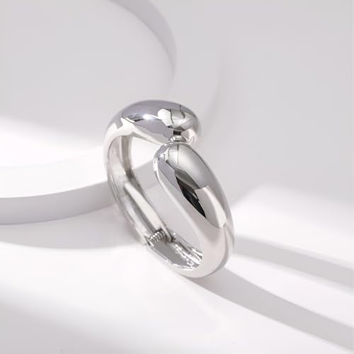 GREICHFAN Silver Chunky Waterdrop Bangle Bracelets Minimalist Bracelets Bangle for Women