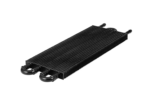 DriveMedley Transmission Oil Cooler, Universal 4 Pass Tube and Fin Design, Compatible with Ford, Chevrolet &Dodge Ram- Black- Aluminium