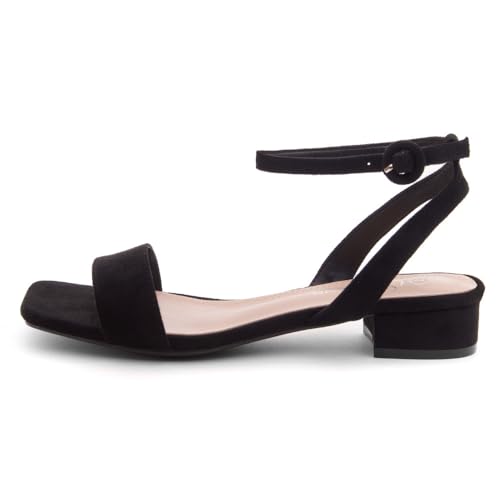 Shoe Land Womens SL-Melinda Low Heels Open Toe Dress Heeled Sandals Ankle Strap Classic Short Chunky Block Heel Sandal for Daily Work Wedding Party, FuchsiaFuchsia, Size 6.0