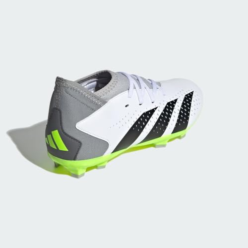 adidas Accuracy.3 Predator Firm Ground Sneaker, White/Core Black/Lucid Lemon, 6 US Unisex Big Kid