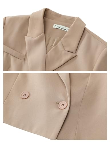luvamia Cropped Blazers for Women Business Casual Open Front Jackets for Women Fashion Dressy Fashion Jackets for Women Womens Suits for Work Professional Apricot Size X-Small Fits Size 0 / Size 2