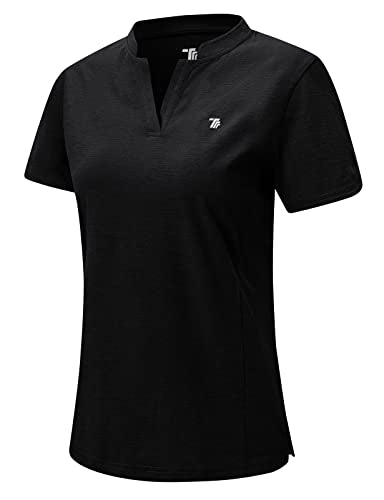 Rdruko Women's Golf Shirts Short Sleeve Dry Fit V Neck Tennis Tops Quick Dry Athletic Work Polo Shirts UPF 50+, Water Green, S