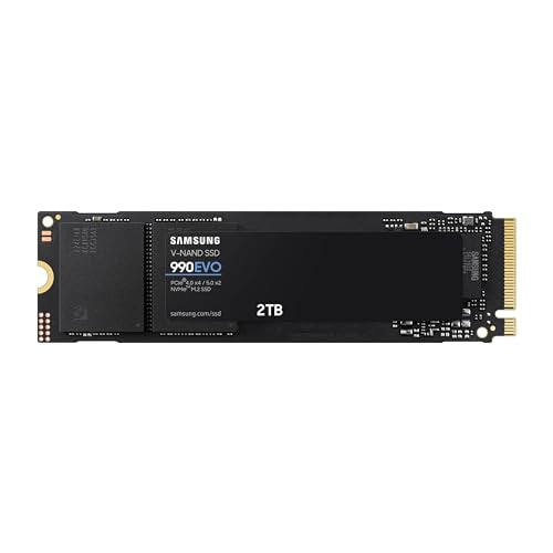 Samsung 990 EVO SSD 2TB, PCIe Gen 4x4, Gen 5x2 M.2 2280 NVMe Internal Solid State Drive, Speeds Up to 5,000MB/s, Upgrade Storage for PC Computer, Laptop, MZ-V9E2T0B/AM, Black