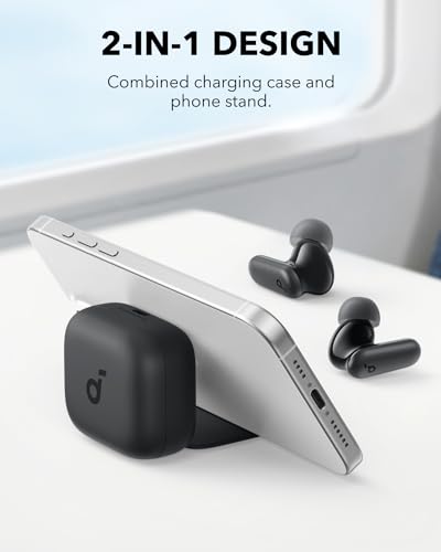 Soundcore P30i by Anker Noise Cancelling Earbuds, Strong and Smart Noise Cancelling, Powerful Bass, 45H Playtime, 2-in-1 Case and Phone Stand, IP54, Wireless Earbuds, Bluetooth 5.4 (Black)