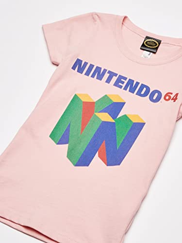 Nintendo Big Girls 64 N64 Logo Graphic Tee, Pink, L