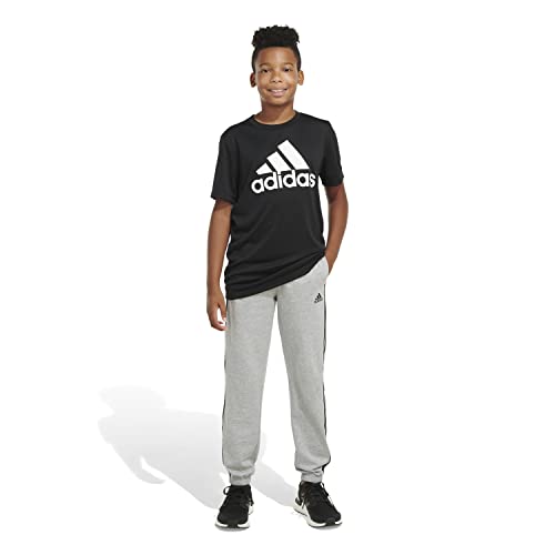 adidas Boys' Toddler Elastic Waistband Essentials French Terry 3-Stripe Jogger, Medium Grey Heather, 3T