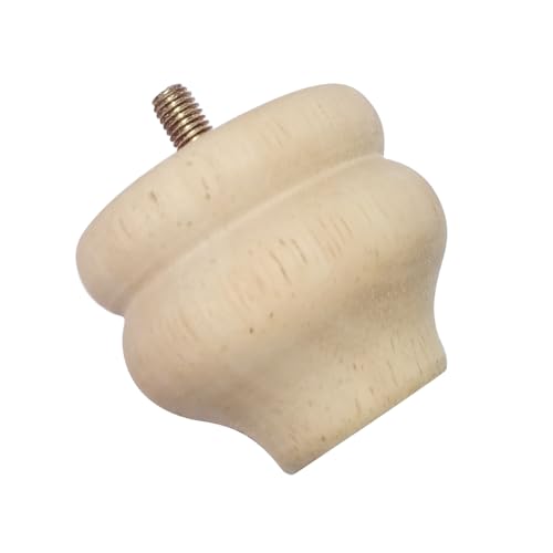 Btibpse 2 Inch Wooden Furniture Legs, Solid Wood Unpainted Replacement Furniture Legs, Cabinet Legs/Desk/Sofa/Bookcase Bun Feet, DIY Wooden Round Legs with Mounting Plate & Screws Set of 4