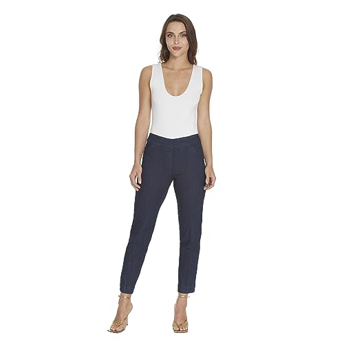 SLIM-SATION Women's Wide Band Pull On Ankle Pant with Tummy Control, 2, Denim