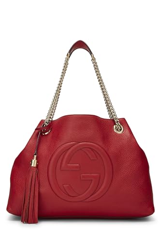 Gucci, Pre-Loved Red Leather Soho Chain Tote, Red