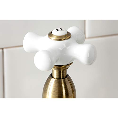 Kingston Brass KS1273PXBS Kitchen Bridge Faucet with Side Sprayer, Antique Brass
