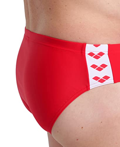 ARENA Men's Standard Feel Icons Solid Swim Briefs, Red, 28