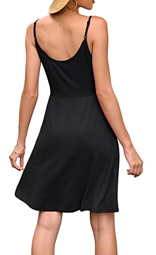 WEACZZ Summer Dresses for Women 2025 V Neck Floral Sundresses for Women Casual Beach Boho Vacation Mini Dress with Pockets,Silhouette Green Leaf,L