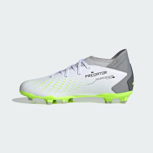 adidas Accuracy.3 Predator Firm Ground Sneaker, White/Core Black/Lucid Lemon, 6 US Unisex Big Kid