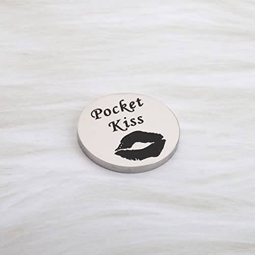 LQRI Pocket Kiss Token Naughty Gifts for Him Funny Token for Boyfriend Naughty Gifts for Husband Valentine's Day Anniversary Keepsake Gifts (silver)