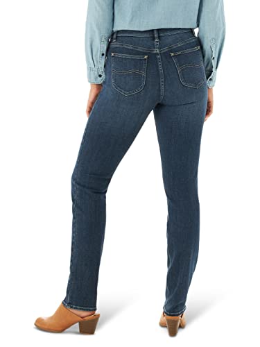 Lee Women's Ultra Lux Mid-Rise Slim Fit Straight Leg Jean, Black, 12 Short