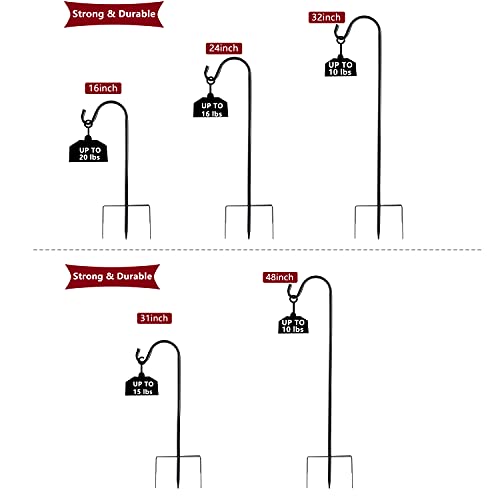 EXCMARK Shepherd Hook 32 inch 1/2 inch Thick Use at Weddings, Hanging Solar Lights, Lanterns, Bird Feeders, Metal Hanger Hook (Black,32inch). U.S. Patent.
