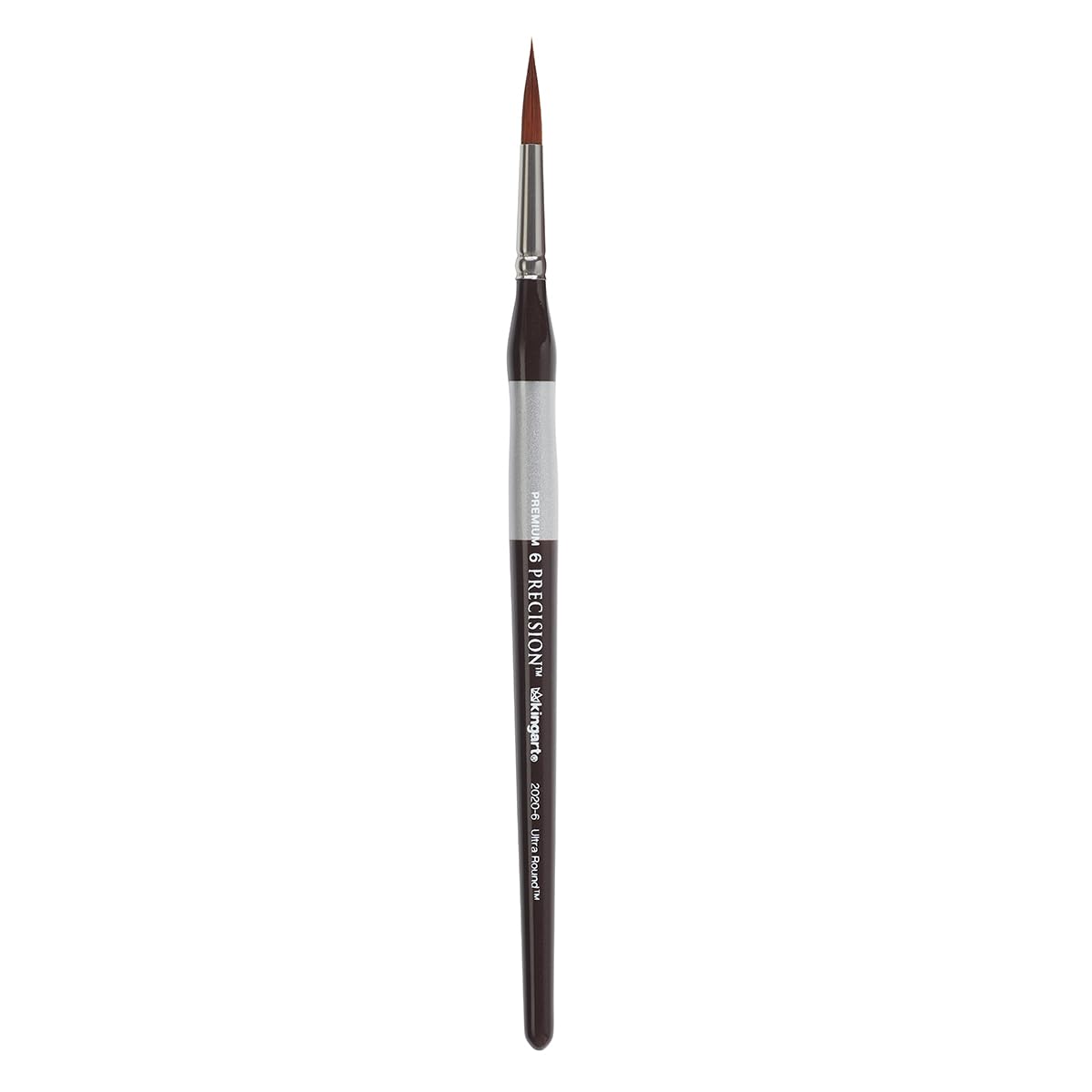 KINGART Premium Precision 2020-6 ULTRA ROUND Series Artist Brush, Synthetic Amber Taklon, Short Ergonomic Comfort Handle, for Acrylic, Oil and Watercolor Paint, Size 6