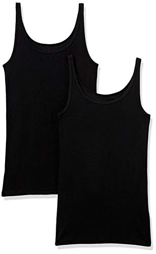 Amazon Essentials Women's Slim-Fit Thin Strap Tank Top, Pack of 2, White, Small