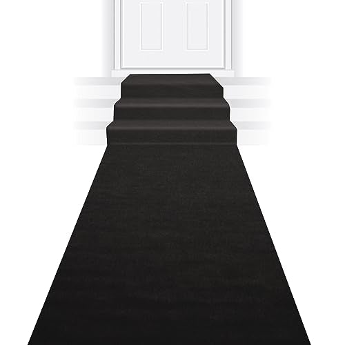 Beistle Black Novelty Polyester Fabric Aisle Runner For Weddings, Awards Night Theme, Proms, Ceremony Parties and Events, 24" x 15'