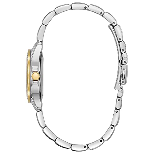 Citizen Women's Eco-Drive Dress Classic Crystal Watch in Two-tone Stainless Steel, Silver Dial, 28mm (Model: EW1908-59A)