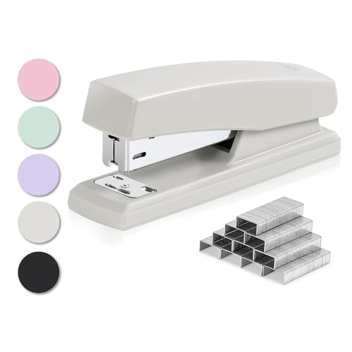 Deli Stapler, Desktop Staplers with 640 Staples, Office Stapler, 25 Sheet Capacity, White