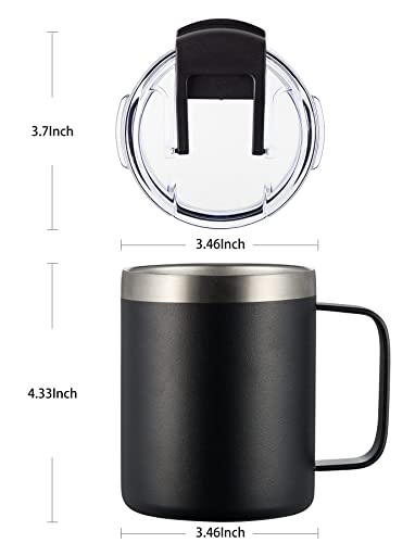 ALOUFEA 12oz Stainless Steel Insulated Coffee Mug with Handle, Double Wall Vacuum Travel Mug, Tumbler Cup with Sliding Lid, Army Green