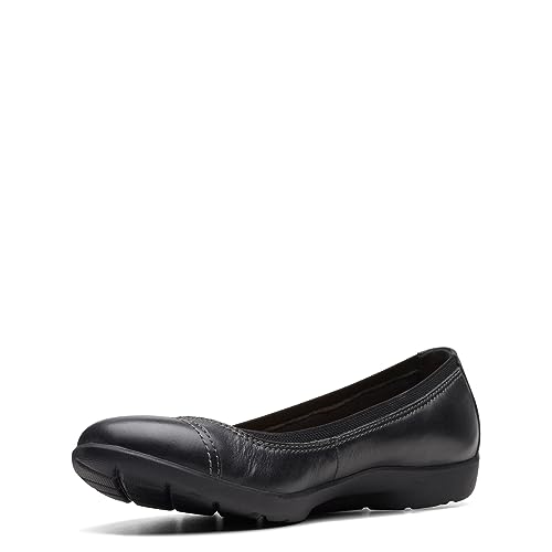 Clarks Women's Meadow Opal Ballet Flat, Black Leather, 8