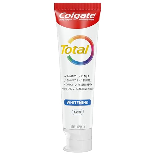 Colgate Total Whitening Travel Toothpaste, Mint Toothpaste for Travel, Carry-On Size Toothpaste, 1.4 Oz Tube