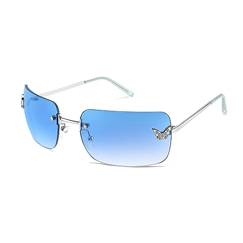 FEISEDY Women Sunglasses, Rimless Rectangle Square Frame, Y2K 90s Vintage Sun Glasses Candy Color B0015