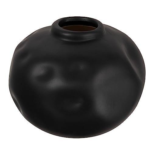 Creative Co-Op Pinched Organic Shape Terracotta, Matte Black Vase