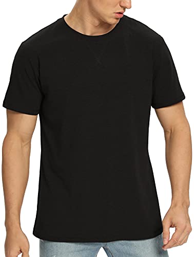 NITAGUT Men's Soft Cotton Crewneck T-Shirt Casual Long Sleeve Plain Tshirt Work Tee Shirt Small Heather Brown