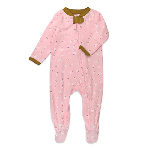 HonestBaby Footed Sleep & Play Pajamas Organic Cotton for Infant Baby Girls, Flower Power