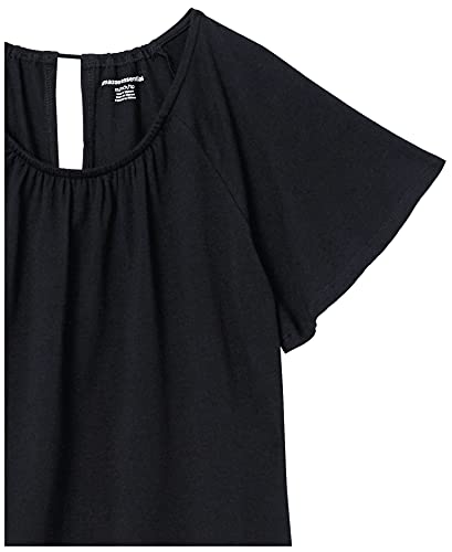 Amazon Essentials Women's Classic-Fit Cape Sleeve Open Crewneck T-Shirt, Black, X-Small