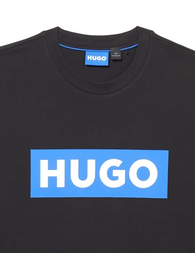 HUGO Logo Stripe Cotton Crew Neck T-Shirt Black Pepper Small