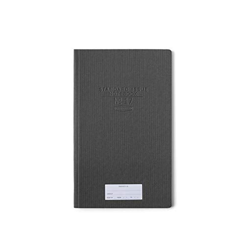 DesignWorks Ink Standard Issue No. 17 Hardcover Cloth Black 7.25" x 11.75" Tall Notebook Journal with 96 Lined Pages - Perfect for Office Work, Writing, and Journaling