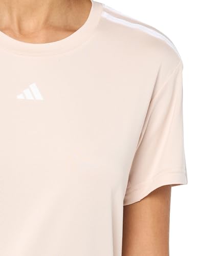 adidas Women's Train Essentials 3-Stripes T-Shirt, Bliss Pink/White, XX-Large