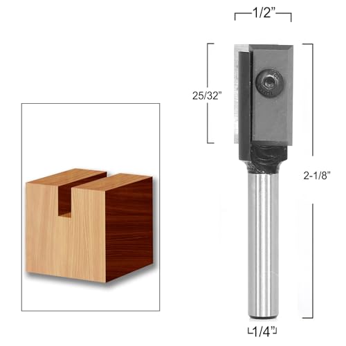 lnsert Carbide Straight Router Bits 1/4 Inch Shank, 2-Flute Straight Cut Router Bit, 1/2" Cut Dia, 3/4" Cutting Length, 2-Replacement Knife, Straight Bit for Dado Trimming Cutter