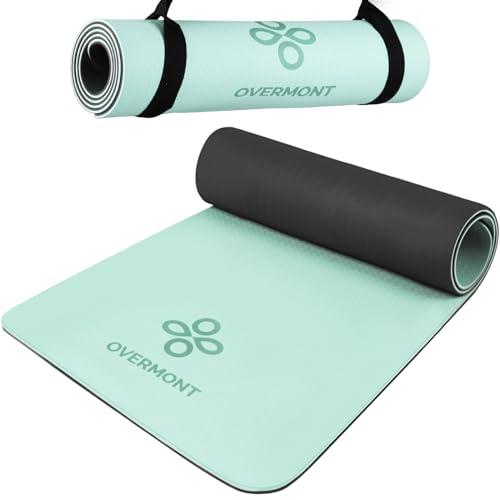 Overmont TPE Thick Yoga Mat - 1/3 inch Extra Thick Exercise Mat Non-Slip Home Workout Mat High Density Anti-Tear Pilates Mat for Stretching Fitness Gym 72 * 24in