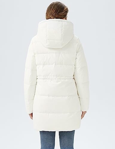 Orolay Women's Puffer Winter Down Coat Thickened Parka Jacket with Hood White XS