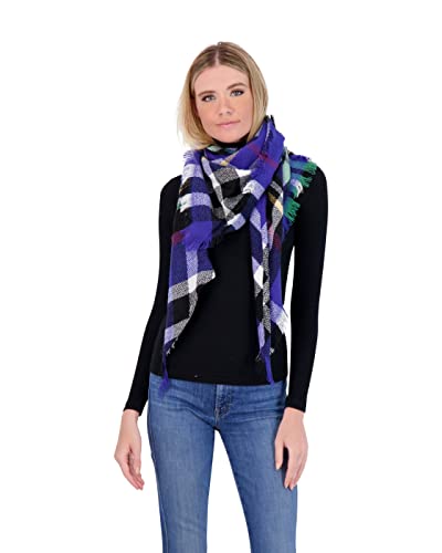Plaid Blanket Scarf Winter Warm Fall Scarfs for Women, Lightweight Woven Soft Oversized Stylish Tartan Scarves Shawl Wraps for Women (White Gray Berry Plaid)