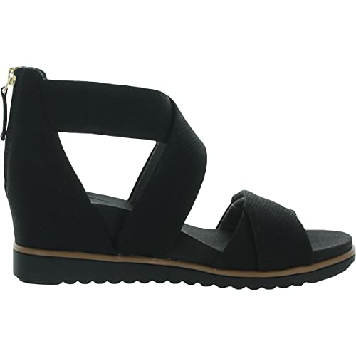 Dr. Scholl's Shoes Women's Golden Hour Platform Wedge Sandal,Black/Black Snake Print,6