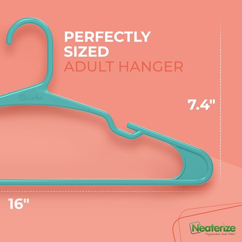 Clothes Hangers Plastic 16 Pack for Adults - Plastic Hangers, The Perfect Coat Hanger and General Space Saving Clothes Hangers for Closet - Percheros Ganchos para Colgar Ropa Hangars - Aqua Hangers